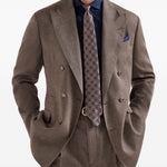 Blazer doppiopetto in marrone Brunello cucinelli - uomo 