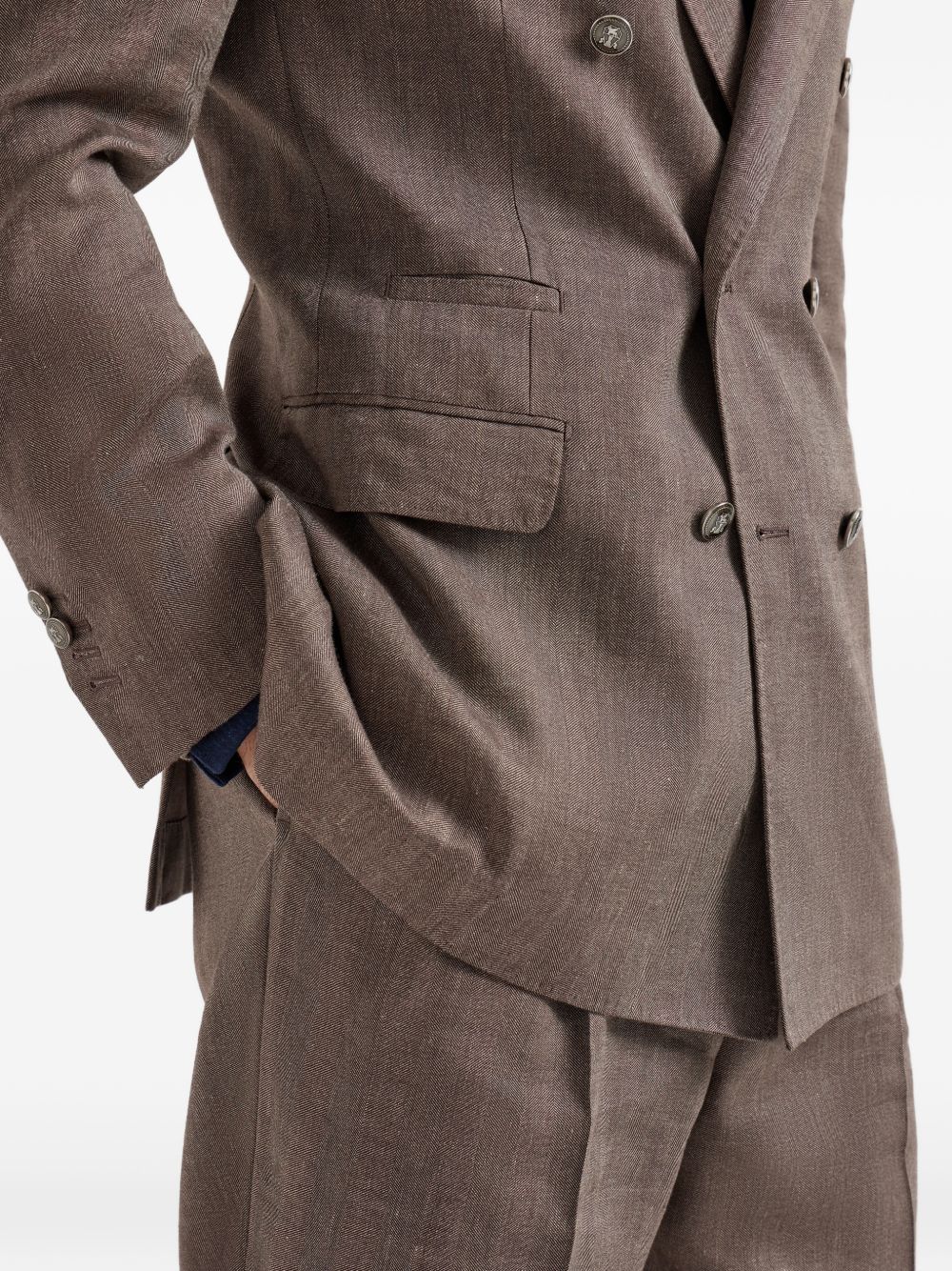 Blazer doppiopetto in marrone Brunello cucinelli - uomo 