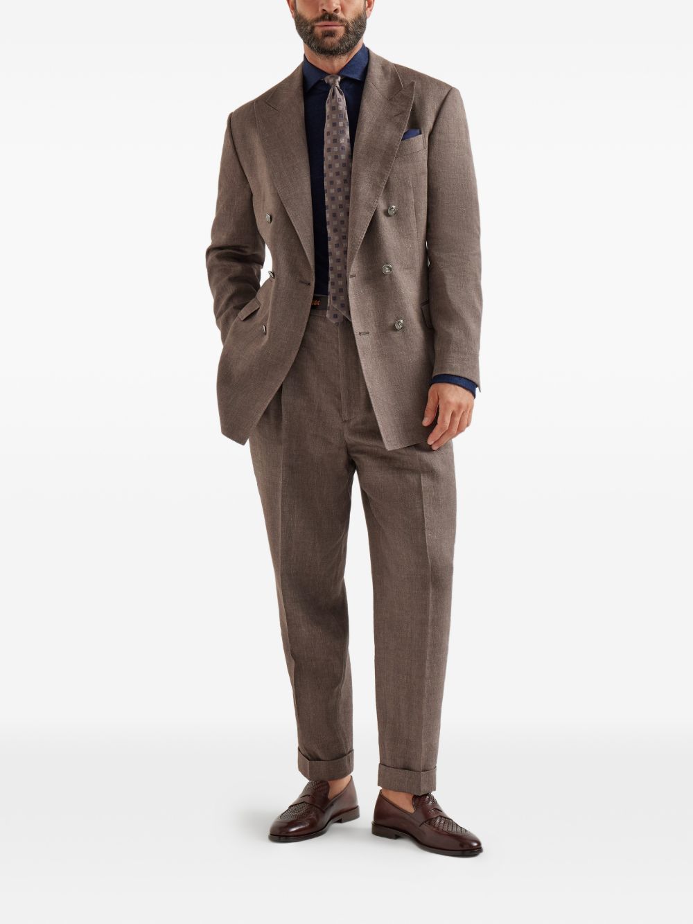 Pantaloni plissé in marrone Brunello cucinelli - uomo 