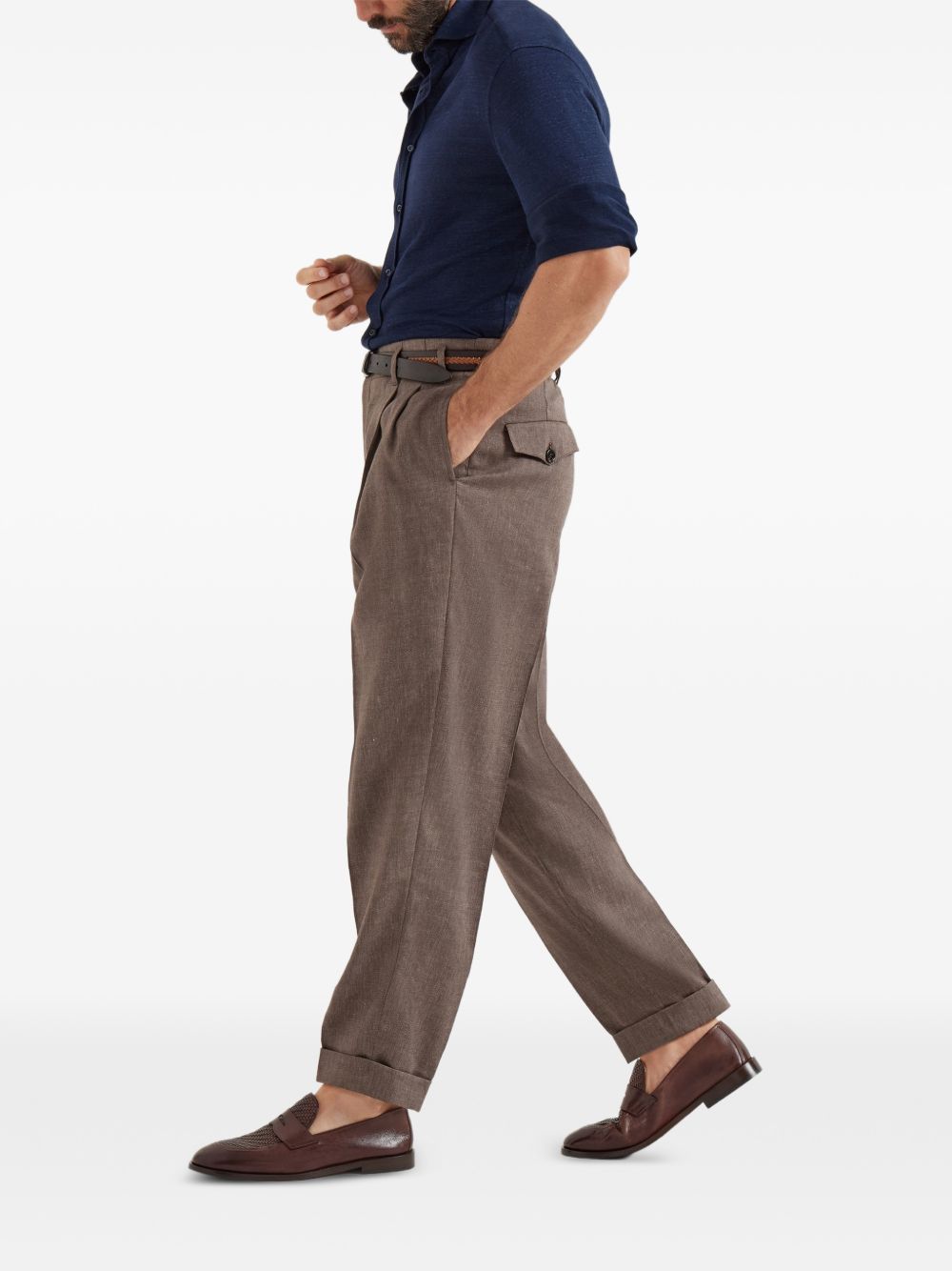 Pantaloni plissé in marrone Brunello cucinelli - uomo 