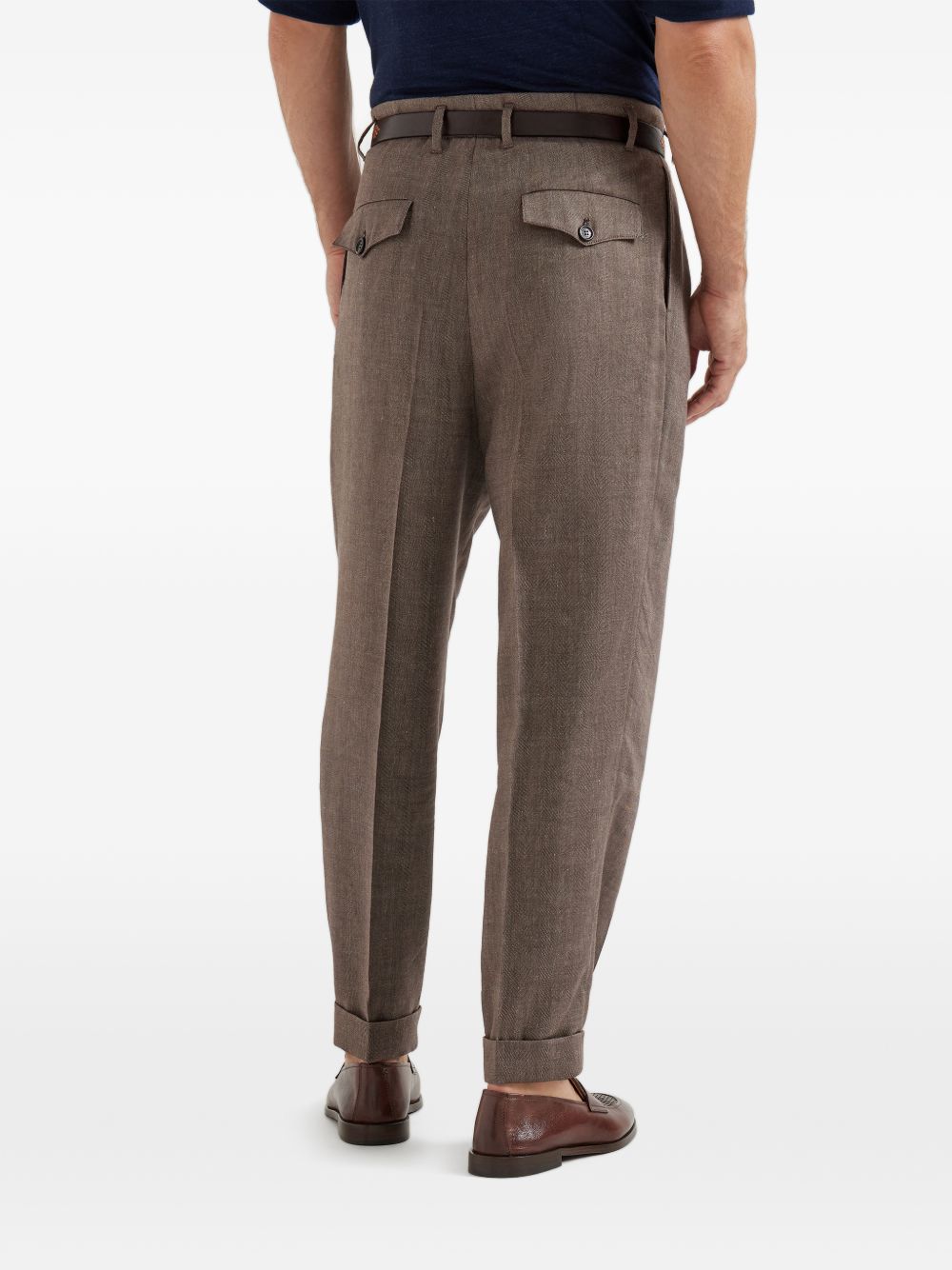 Pantaloni plissé in marrone Brunello cucinelli - uomo 