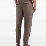 Pantaloni plissé in marrone Brunello cucinelli - uomo 