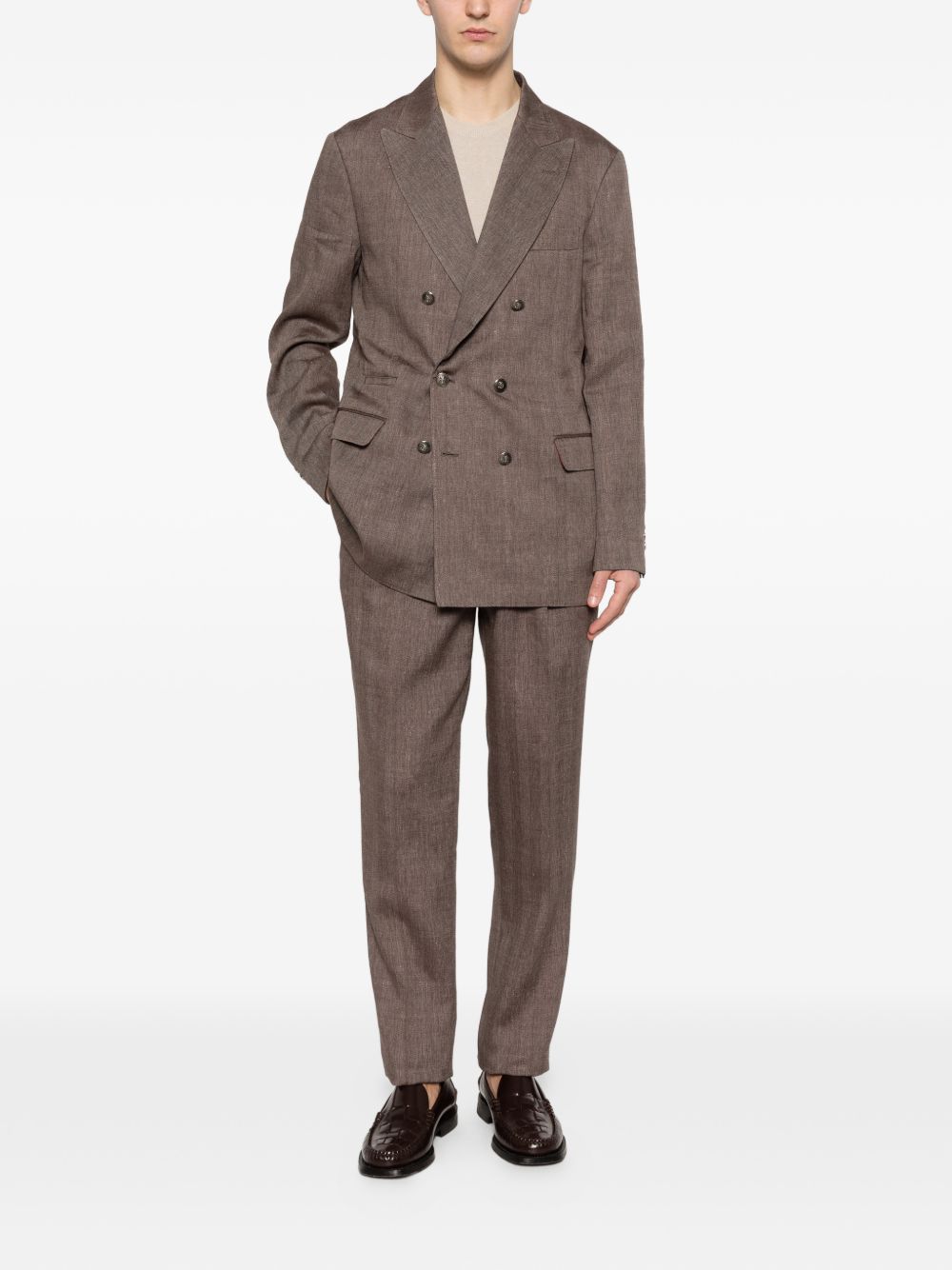 Completo doppiopetto in marrone chiaro Brunello Cucinelli - uomo 