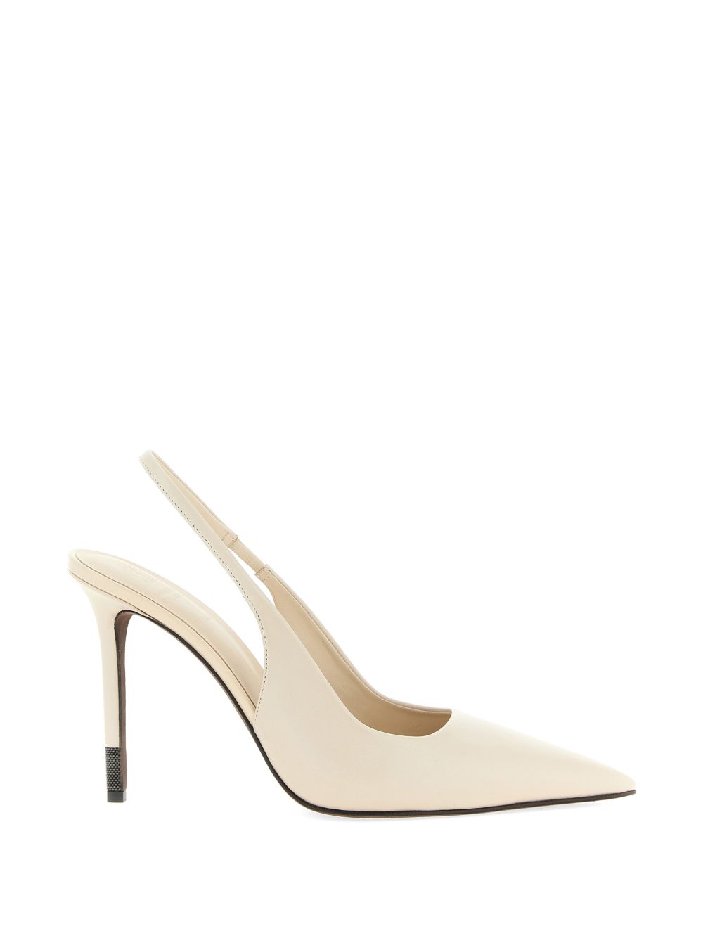 Décolleté in pelle con punta monile in bianco Brunello cucinelli - donna 