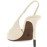 Décolleté in pelle con punta monile in bianco Brunello cucinelli - donna 