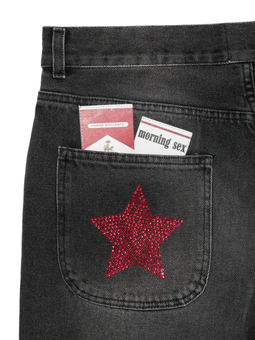 Jeans lucky stars decorati con strass in nero Carne bollente - uomo 