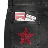 Jeans lucky stars decorati con strass in nero Carne bollente - uomo 
