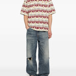 Camicia a maniche corte con stampa in beige e rosso Carne bollente - uomo 