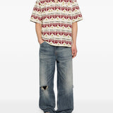 Camicia a maniche corte con stampa in beige e rosso Carne bollente - uomo 