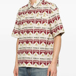 Camicia a maniche corte con stampa in beige e rosso Carne bollente - uomo 