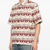 Camicia a maniche corte con stampa in beige e rosso Carne bollente - uomo 