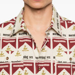 Camicia a maniche corte con stampa in beige e rosso Carne bollente - uomo 