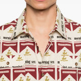 Camicia a maniche corte con stampa in beige e rosso Carne bollente - uomo 