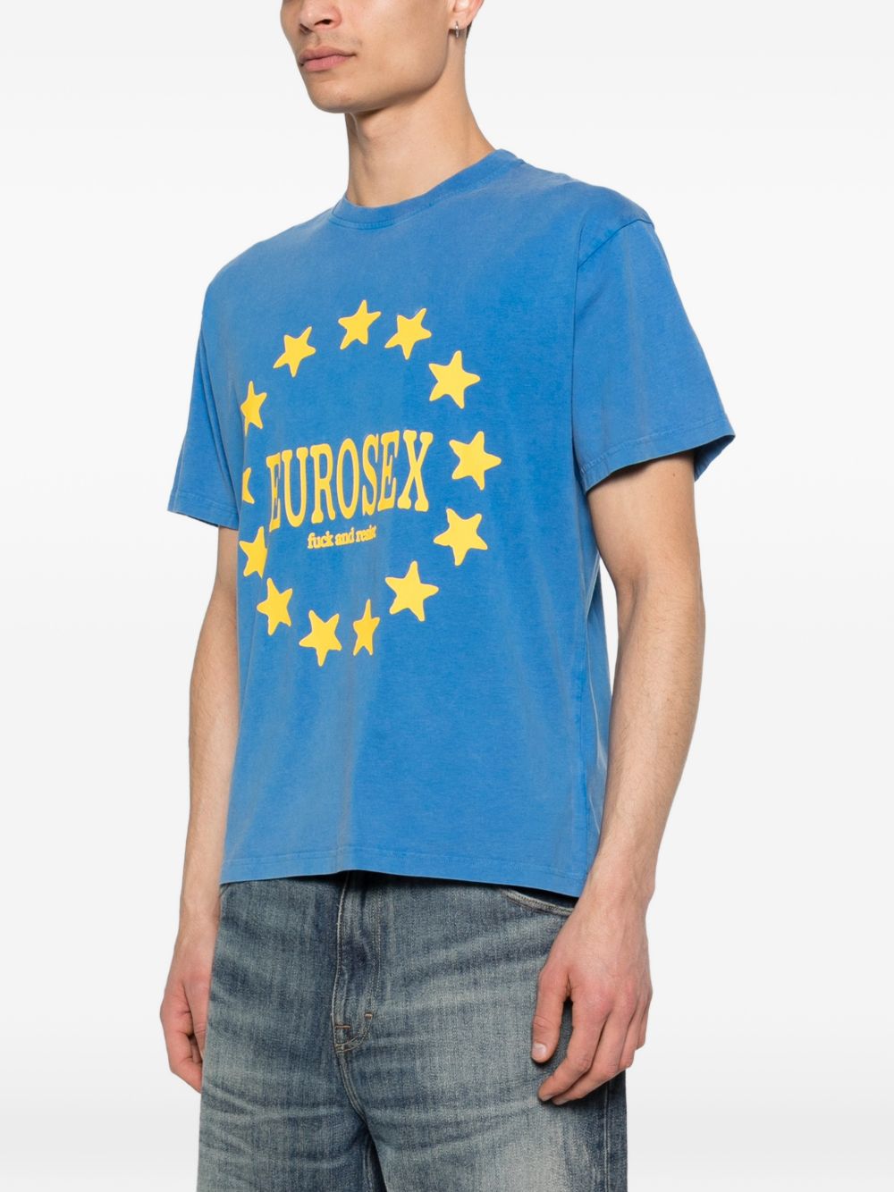 T-shirt con stampa stelle in blu Carne bollente - uomo 