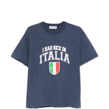 T-shirt Ciao Bella con stampa in blu Carne bollente - uomo 