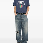 T-shirt Ciao Bella con stampa in blu Carne bollente - uomo 