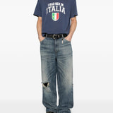 T-shirt Ciao Bella con stampa in blu Carne bollente - uomo 