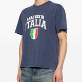 T-shirt Ciao Bella con stampa in blu Carne bollente - uomo 