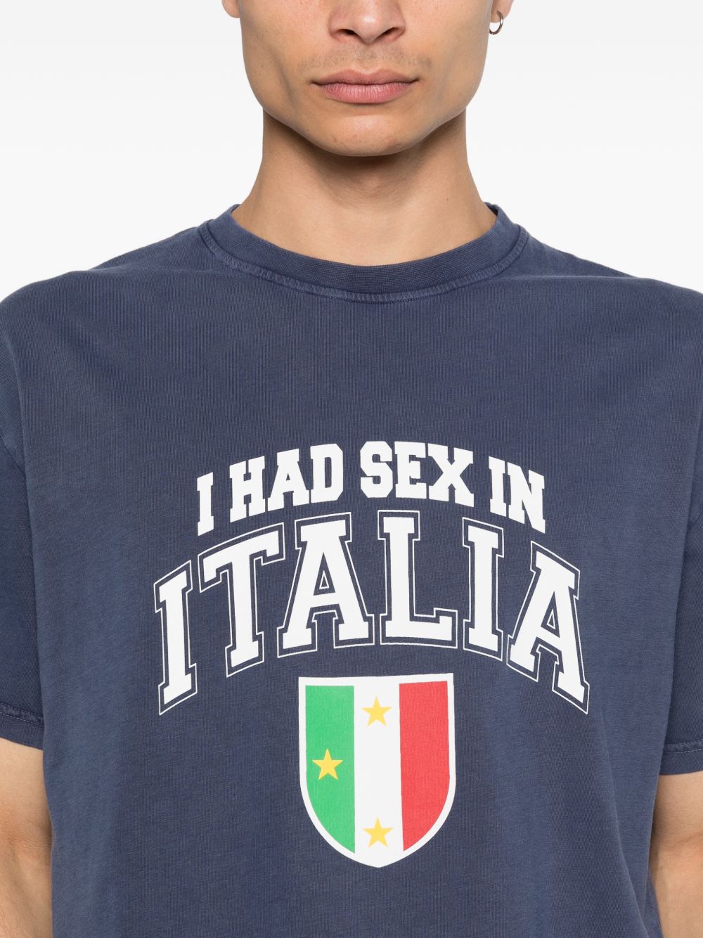 T-shirt Ciao Bella con stampa in blu Carne bollente - uomo 