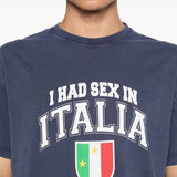 T-shirt Ciao Bella con stampa in blu Carne bollente - uomo 