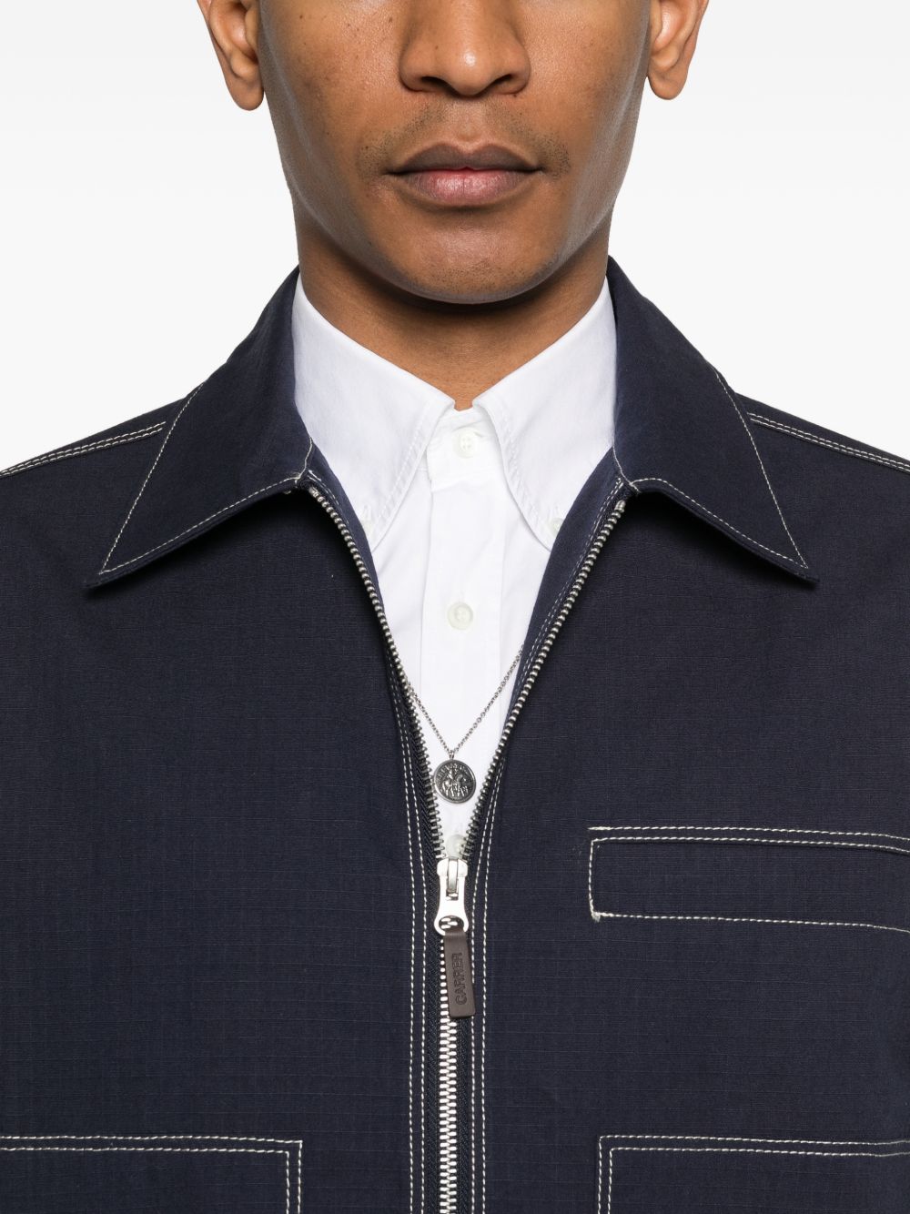 Giacca-camicia Bay con zip in blu Carrer - uomo 