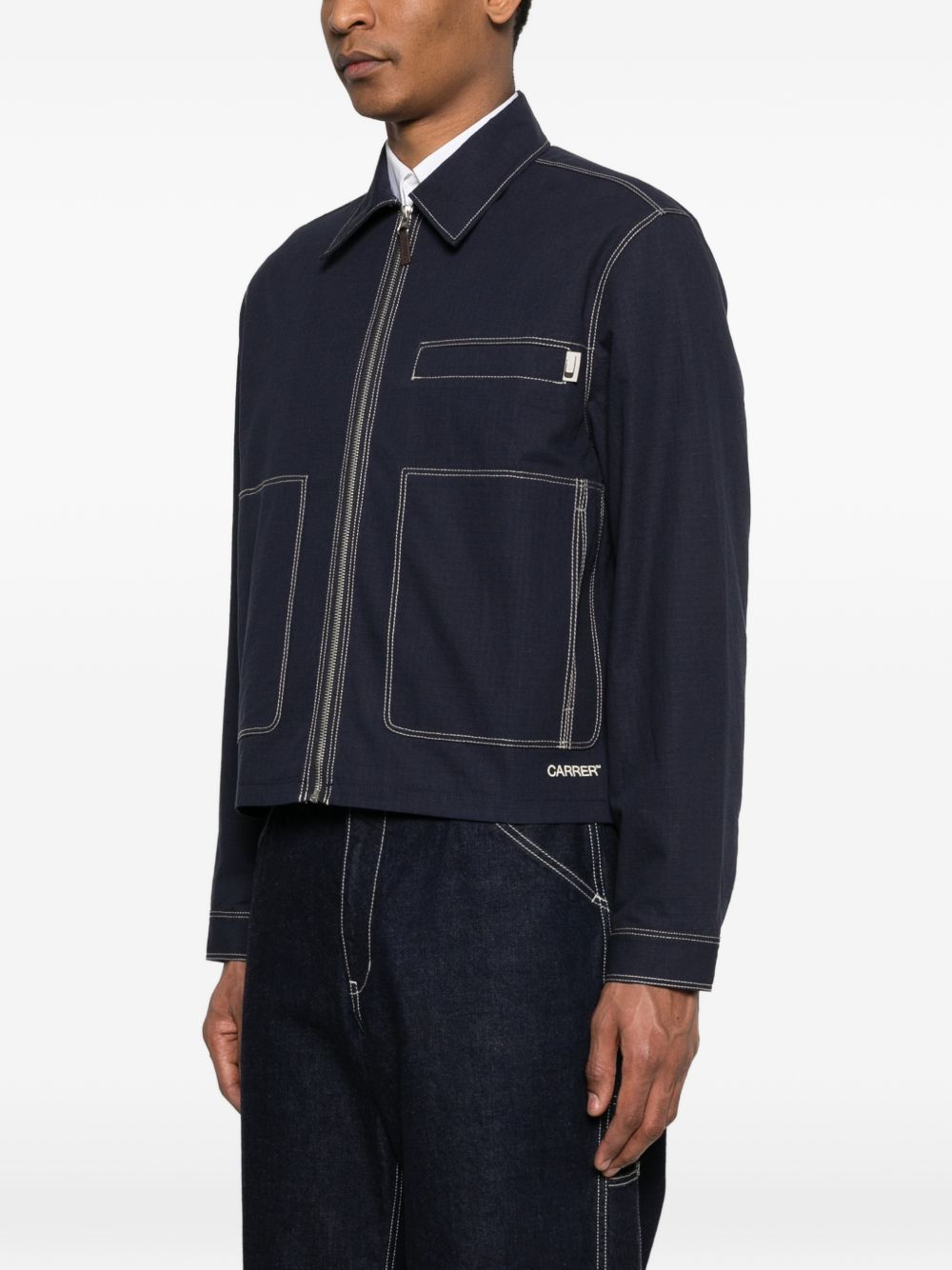 Giacca-camicia Bay con zip in blu Carrer - uomo 