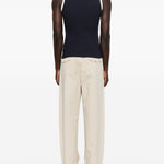 Canotta a coste con logo ricamato in blu Carrer - uomo 