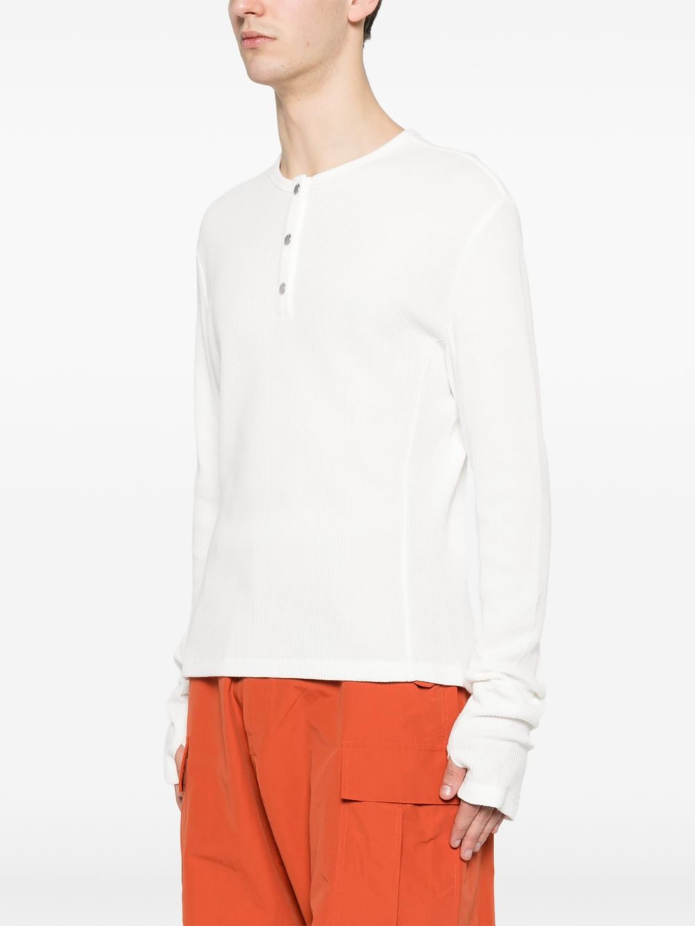 T-shirt Lis Henley Classic a maniche lunghe in bianco Carrer - uomo 