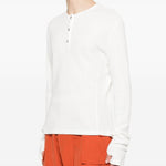 T-shirt Lis Henley Classic a maniche lunghe in bianco Carrer - uomo 