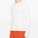 T-shirt Lis Henley Classic a maniche lunghe in bianco Carrer - uomo 