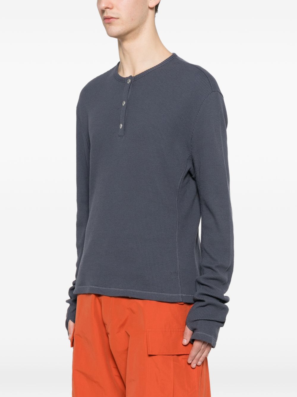 T-shirt Lis Henley Classic a maniche lunghe in blu Carrer - uomo 