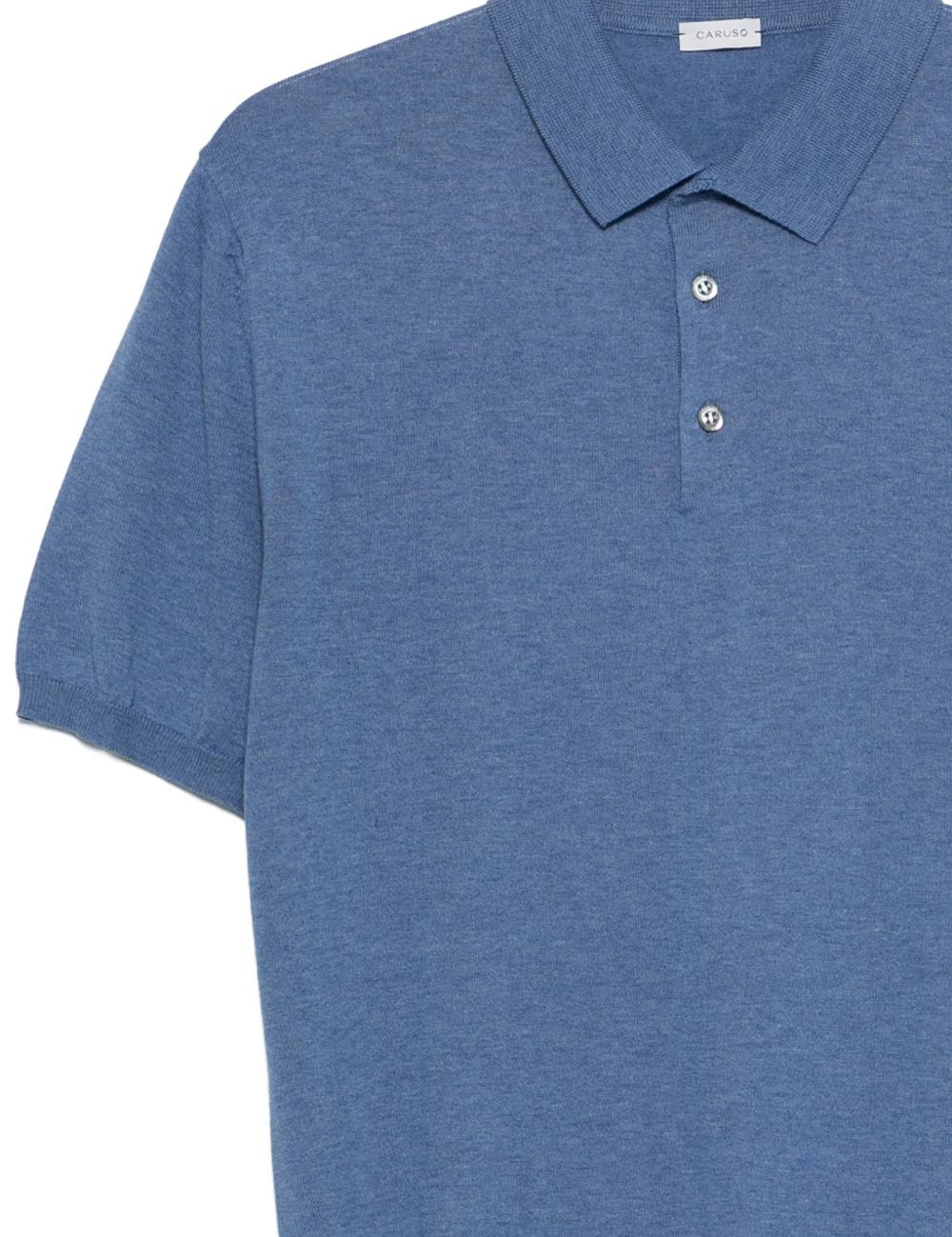 Polo a maniche corte in blu Caruso - uomo 