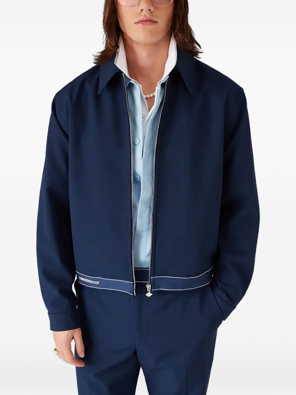 Giacca-camicia con logo in blu Casablanca - uomo 