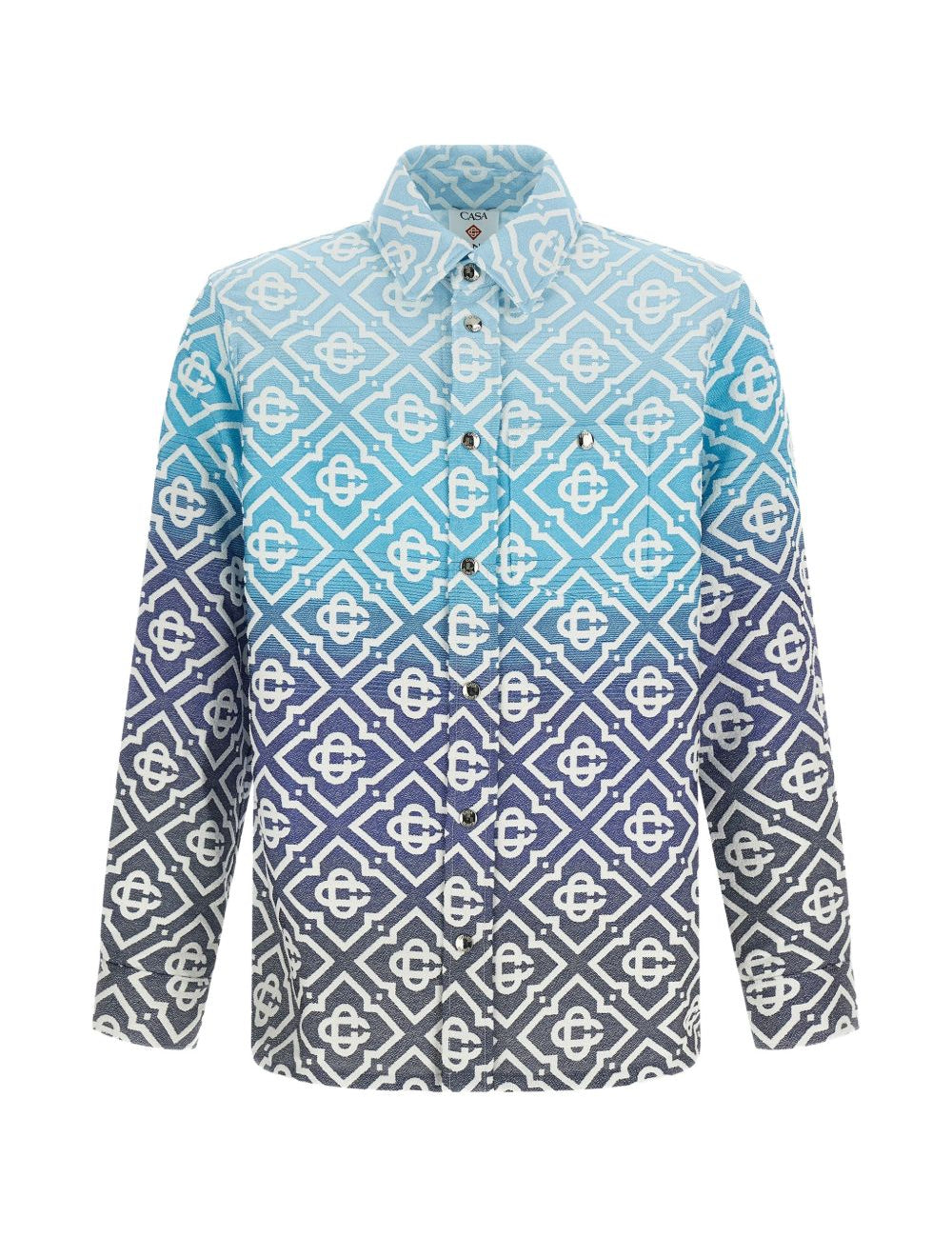 Giacca-camicia con monogramma in celeste e grigio Casablanca - uomo 