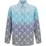 Giacca-camicia con monogramma in celeste e grigio Casablanca - uomo 