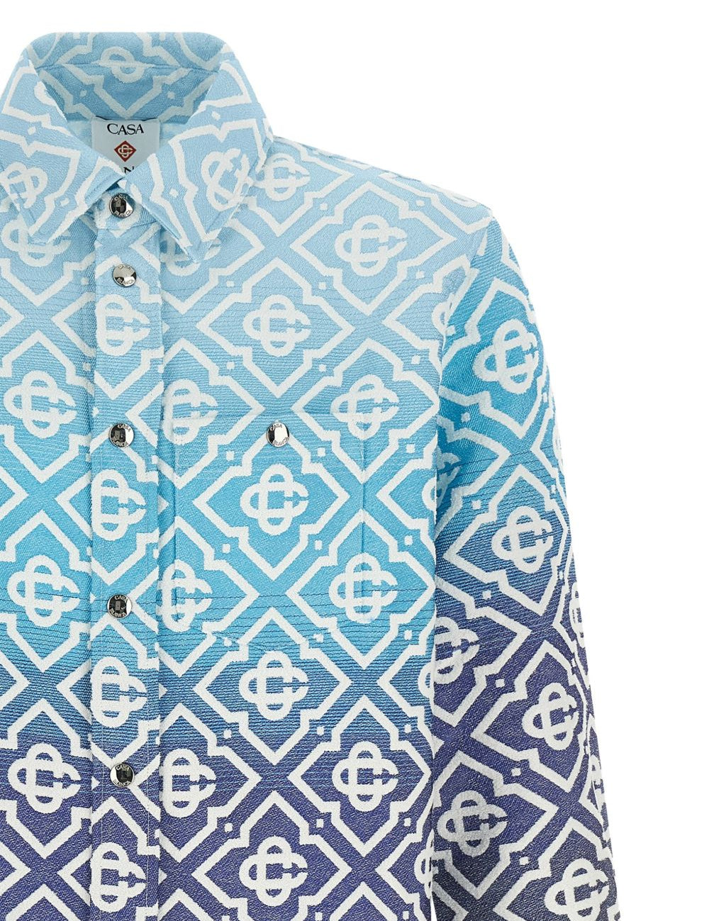 Giacca-camicia con monogramma in celeste e grigio Casablanca - uomo 