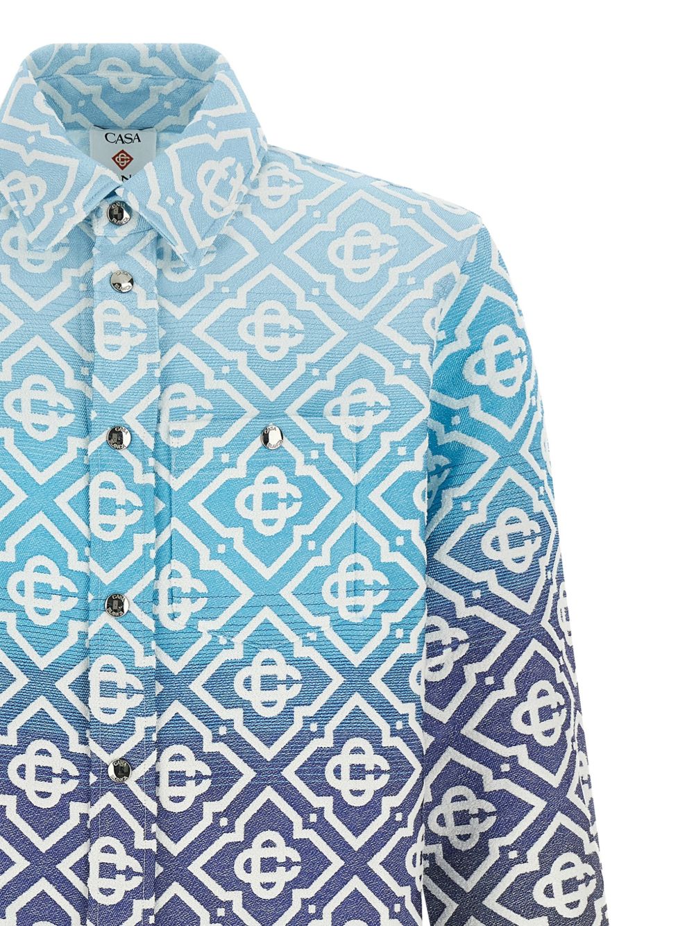 Giacca-camicia con monogramma in celeste e grigio Casablanca - uomo 