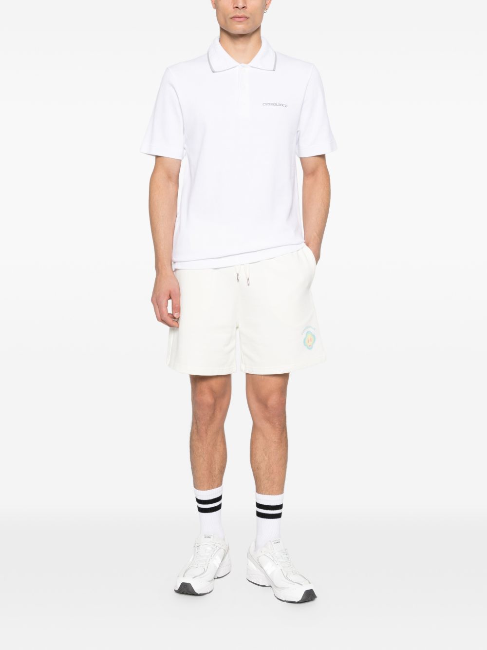 Polo con logo ricamato in bianco Casablanca - uomo 