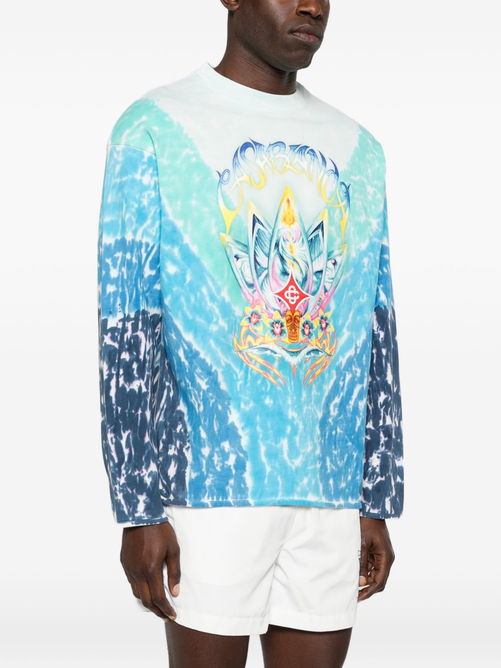 T-shirt con grafica tie-dye in blu Casablanca - uomo 