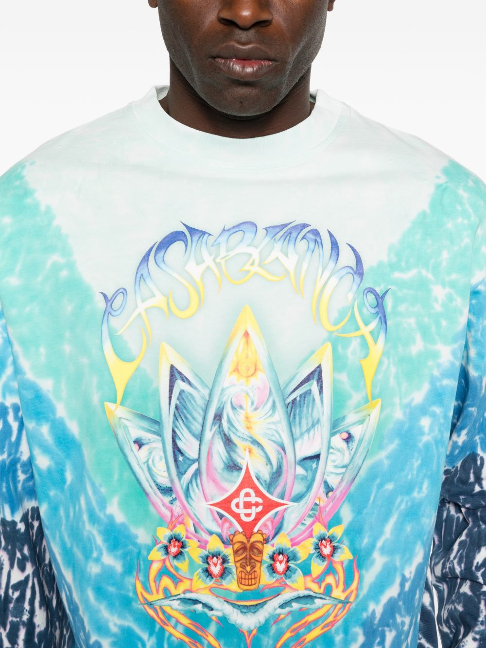 T-shirt con grafica tie-dye in blu Casablanca - uomo 