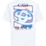 T-shirt girocollo con logo in bianco Casablanca - uomo 