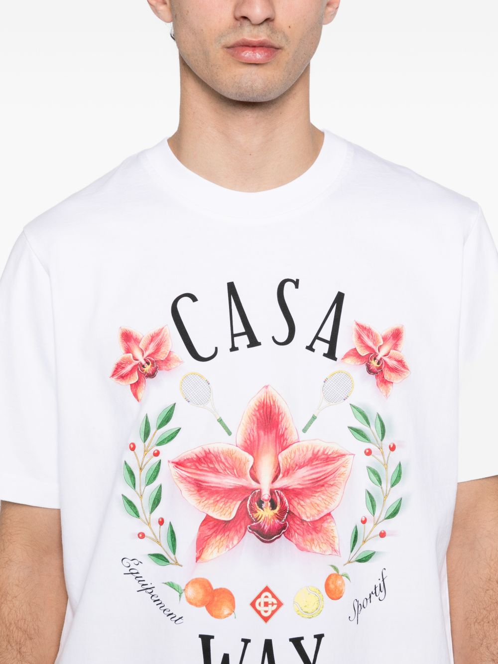 T-shirt classica con grafica orchidea in nero Casablanca - uomo 