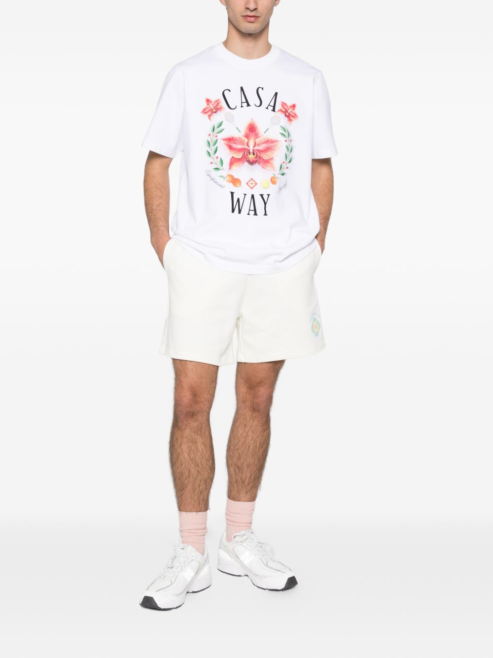 T-shirt classica con grafica orchidea in nero Casablanca - uomo 