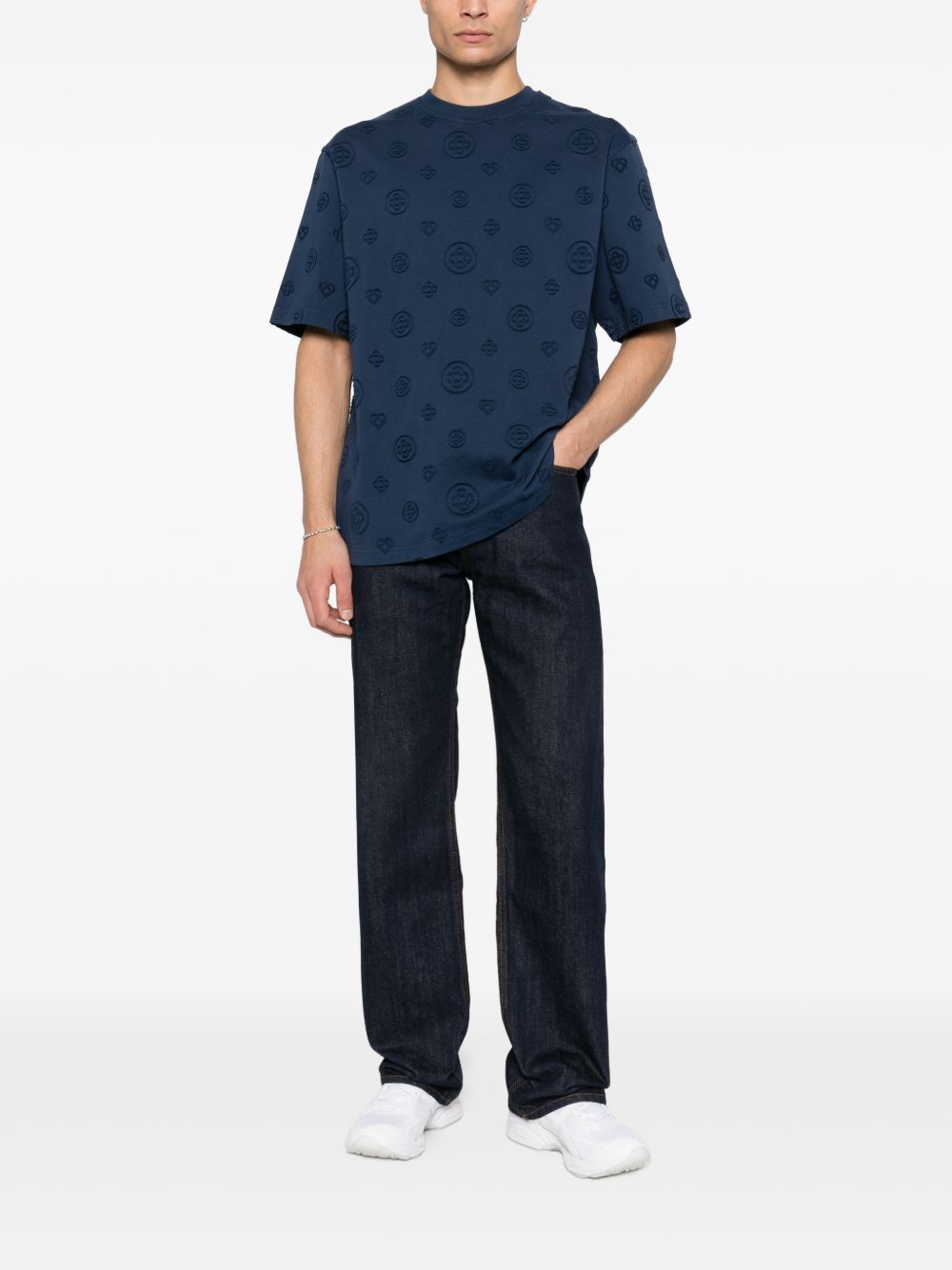 T-shirt con logo in blu Casablanca - uomo 
