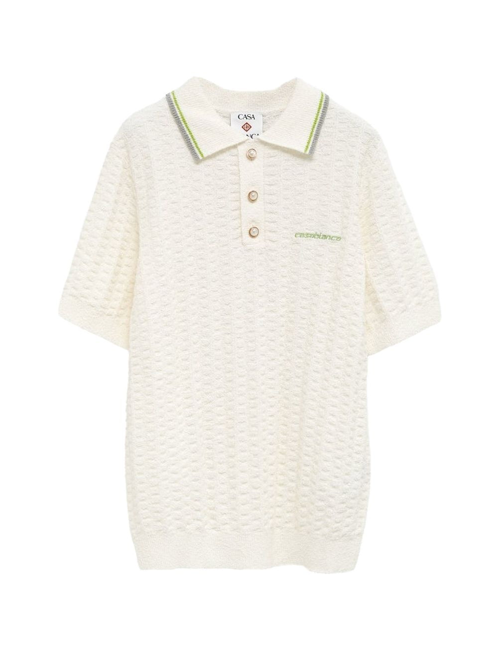 Polo con bottoni e trama in rilievo in bianco Casablanca - uomo 