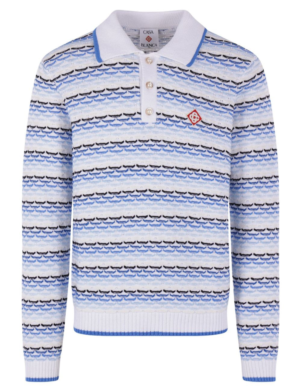 Polo con logo a righe e applicazione in blu Casablanca - uomo 