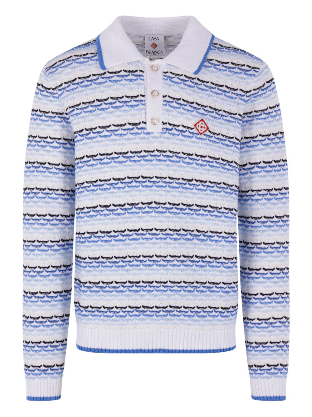 Polo con logo a righe e applicazione in blu Casablanca - uomo 