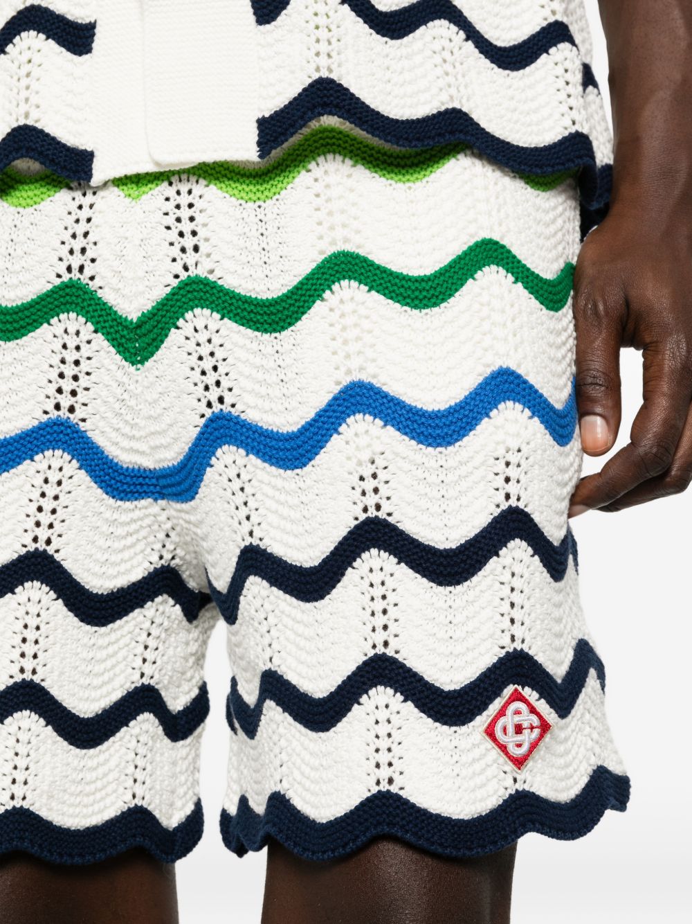 Pantaloncini lavorati a maglia con motivo a onde in bianco Casablanca - uomo 