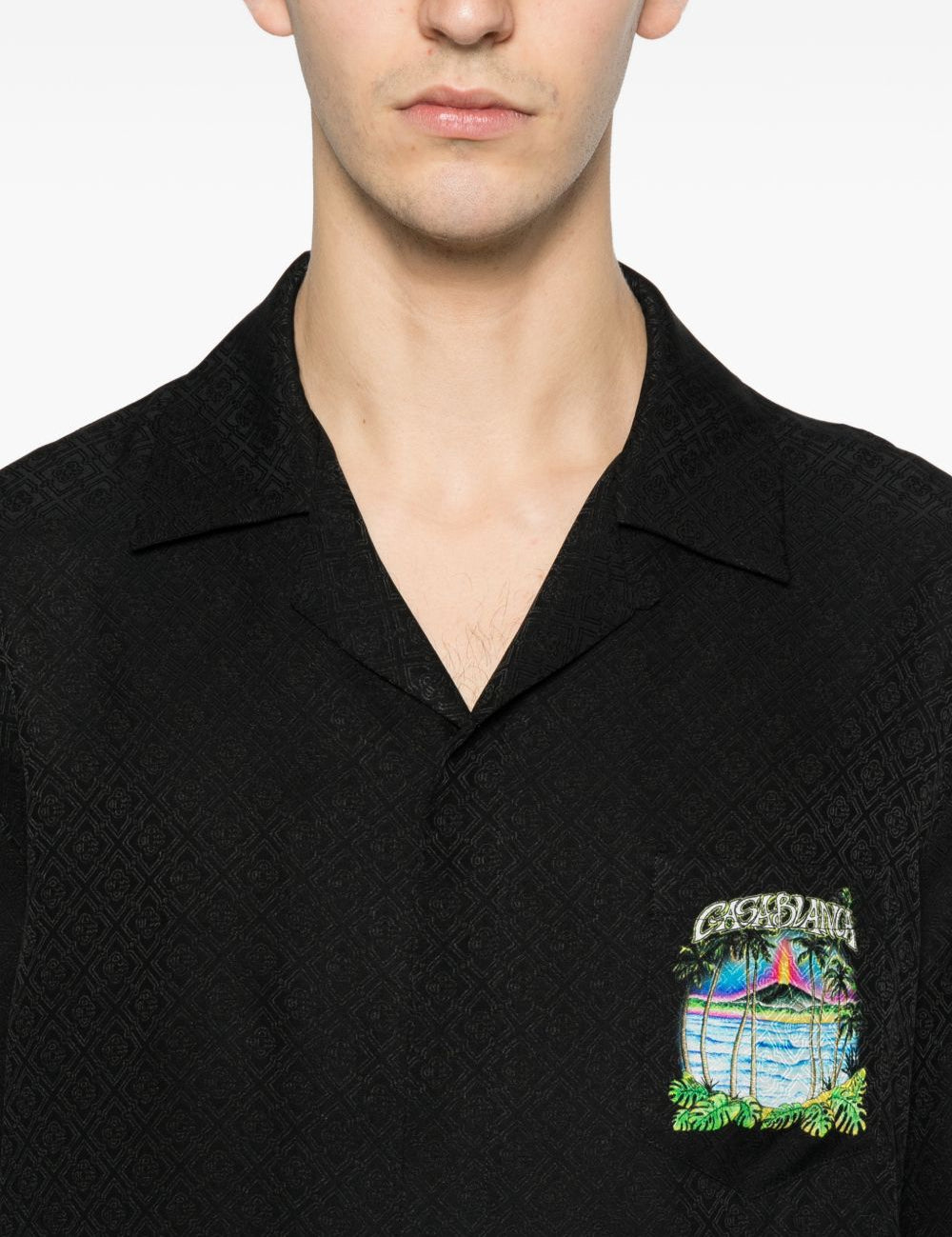 Camicia a maniche corte con stampa grafica in nero Casablanca - uomo 
