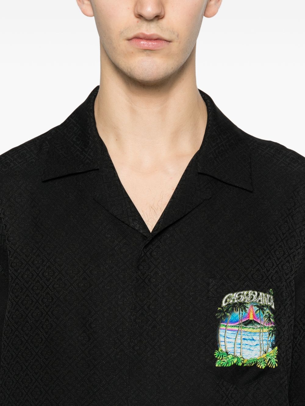 Camicia a maniche corte con stampa grafica in nero Casablanca - uomo 